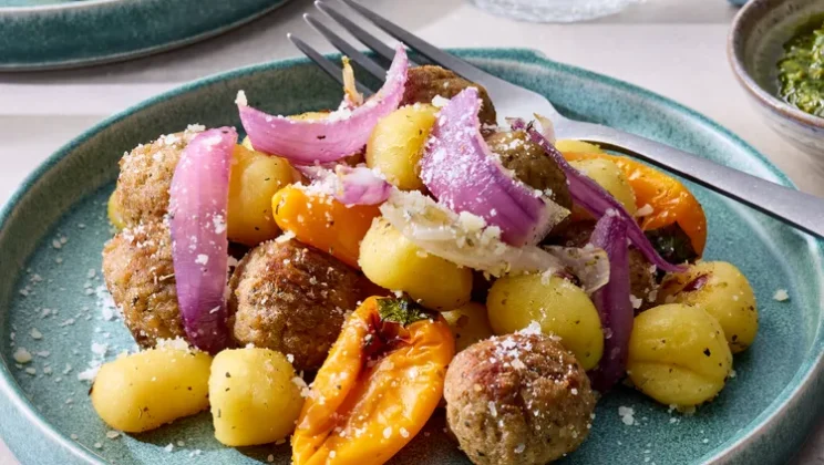 Family-Favorite Meatball Gnocchi Sheet Pan Dinner Recipe That’s Always a Hit
